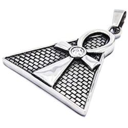 Gungneer Egypt Pyramid Ankh Necklace Pendant Stainless Steel Chain Key of Eternal Life Spiritual Jewelry Men Women