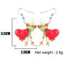 NEWEI Acrylic Sweet Cartoon Prince Frog Heart Earrings Drop Dangle Fashion Animal Jewelry for Women Girls Teens Gift Charms