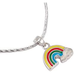 SUVANI Childrens 925 Sterling Silver Colorful Rainbow Cloud Pendant Necklace 13-15 inches s