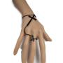 TFJ Women Wrist Bracelet Black Metal Hand Chain Fashion Jewelry Big Cross Charm Slave Ring
