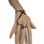 TFJ Women Wrist Bracelet Black Metal Hand Chain Fashion Jewelry Big Cross Charm Slave Ring