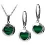 Amber by Graciana Sterling Silver Imitation Malachite Heart Round Earrings Pendant Set Rolo Chain 18 Inches Amber by Graciana Sterling Silver Imitation Malachite Heart Round Earrings Pendant Set Rolo Chain 18 Inches