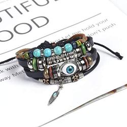 SBI Jewelry Evil Eye Bracelet Beaded Wrap Bracelet Gift for Women Girls Men Birthday