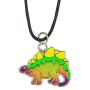 Fun Jewels Cute Stegosaurus Dinosaur Pendant Color Change Mood Necklace For Boys Girls Animal Jewelry