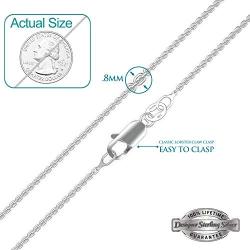 925 Sterling Silver .8MM Cable Chain Lobster Claw Clasp 16-30''