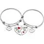 lauhonmin Sister Bangle Bracelets for Big Sister Little Sister Heart Charms Double Pendant Pack of 2