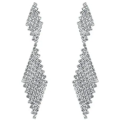 Dangle Rhinestone Earrings For Women - Double Rhombus Sparking Rhinestone Geometric Drop Dangling Earrings for Gifts Dangle Rhinestone Earrings For Women - Double Rhombus Sparking Rhinestone Geometric Drop Dangling Earrings for Gifts