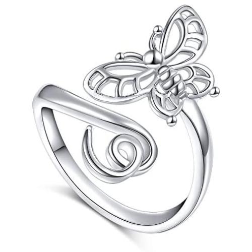 DAOCHONG 925 Sterling Silver Open Animal Rings for Women (Resizable Ring)