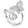 DAOCHONG 925 Sterling Silver Open Animal Rings for Women (Resizable Ring)