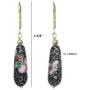 Black Cloisonne Enameled Floral Tear Drop Earrings made with 14 K Gold Plated Sterling Silver Lever back Ear Wires