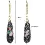 Black Cloisonne Enameled Floral Tear Drop Earrings made with 14 K Gold Plated Sterling Silver Lever back Ear Wires