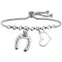 BAUNA Lucky Horseshoe Bracelet Love Heart Pendant Good Luck Horseshoe Charm Adjustable Link Bracelet for Cowboy Cowgirl Horse Lover Gifts Equestrian Riding Gift