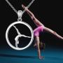 S925 Sterling Silver Gymnastics Sport Charm Pendant Necklace Inspirational Jewelry Gifts for Women，Gymnasts, Coaches