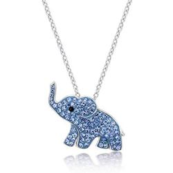 BLING BIJOUX Baby Blue Lucky Elephant Crystal Pendant Necklace for Women & Girls, Never Rust 925 Sterling Silver with Free Breathtaking Gift Box for a Special Moment of Love