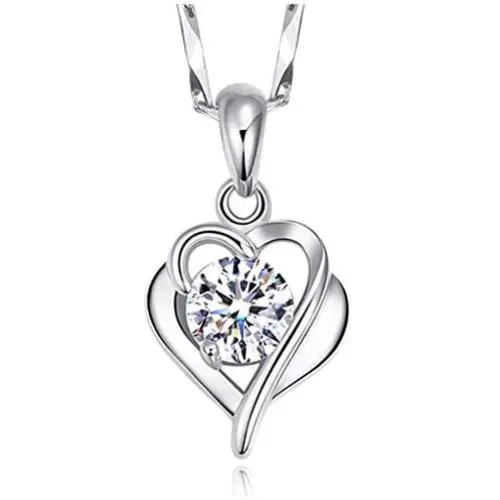 Lucksee Heart Necklaces for Women Personalized Simple Shiny Silver Love Clavicle Crystal Inlaid Zircon Clavicle Pendant Chains Unique Jewelry for Women,Mom,Teen Girls, Girl Friend