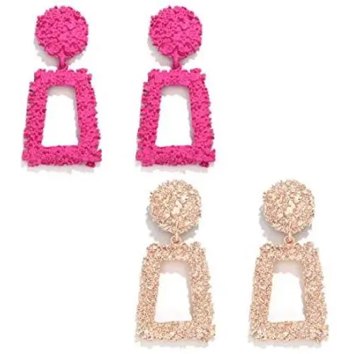 boderier Rasied Statement Earrings Women Vintage Chunky Metal Textured Geometric Square Drop Door Knocker Earrings Set boderier Rasied Statement Earrings Women Vintage Chunky Metal Textured Geometric Square Drop Door Knocker Earrings Set