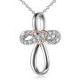 POPKIMI Mom Gifts for Mothers Day I Love You Jewelry 925 Sterling Silver Cross Necklace [ Rose Flower and I Love You ] Faith Necklace for Mother Girlfriend Wife Women Girls Friends Birthday Gift