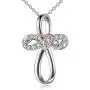 POPKIMI Mom Gifts for Mothers Day I Love You Jewelry 925 Sterling Silver Cross Necklace [ Rose Flower and I Love You ] Faith Necklace for Mother Girlfriend Wife Women Girls Friends Birthday Gift