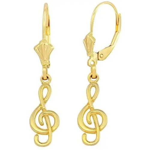 High Polish 10k Yellow Gold Treble G Clef Music Note Dangle Earrings High Polish 10k Yellow Gold Treble G Clef Music Note Dangle Earrings