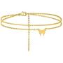 MEMGIFT Butterfly Anklets for Women Teen Girls Two Layered Dainty 18K Real Gold Ankle Bracelet Personalized Handmade Cute 26 Letter A-Z Engraved Fashion Trendy Beach Simple Jewelry