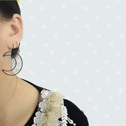 Bohemian Black Hollow Big Moon Pendant Earrings for Women Girls Jewelry Gifts Punk Metal Cute Moon Dangle Drop Earrings Jewelry