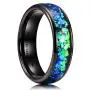 King Will Mens 4mm 6mm 8mm Black Tungsten Carbide Wedding Ring Shining Blue-Green Fragments Engagement Band King Will Mens 4mm 6mm 8mm Black Tungsten Carbide Wedding Ring Shining Blue-Green Fragments Engagement Band
