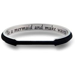 WUSUANED Be A Mermaid and Make Waves Hair Tie Grooved Cuff Bangle Bracelet Inspirational Gift for Her