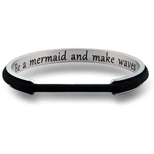 WUSUANED Be A Mermaid and Make Waves Hair Tie Grooved Cuff Bangle Bracelet Inspirational Gift for Her WUSUANED Be A Mermaid and Make Waves Hair Tie Grooved Cuff Bangle Bracelet Inspirational Gift for Her