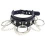 Gothic Jewelry-Adjustable Leather Choker Goth Necklace for Women-PU O Shape Punk Rock Black Soft Collar Chain Choker Cosplayer