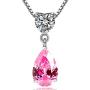 Silver Necklace 18k White Gold Plated 925 Sterling Silver 3 Prong Pear Shape Cubic Zirconia Crystal Heart Pendant Necklace for Women,18'' Silver Chain with Gift Box