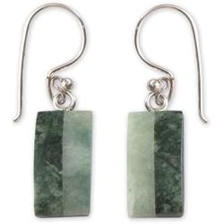 NOVICA Jade .925 Sterling Silver Dangle Hook Earrings Life