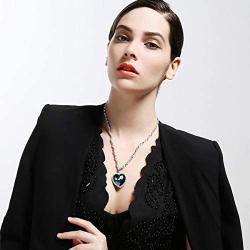 Neoglory Blue Crystal Heart Pendant Necklace For Women Heart of The Ocean Titanic Big Heart Pendant Women Necklace21'' embellished with Crystals from Swarovski ,LADY COLOUR Mothers Day Jewelry Gifts