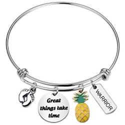 AKTAP IVF Gift Warrior Pineapple Keychain Transfer Day TTC Gift Great Things Take Time Infertility Awareness Jewelry