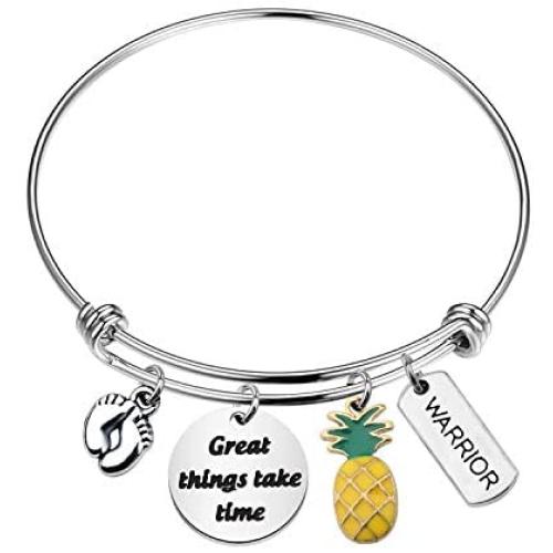 AKTAP IVF Gift Warrior Pineapple Keychain Transfer Day TTC Gift Great Things Take Time Infertility Awareness Jewelry