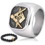 Gungneer Masonic Ring for Men Stainless Steel Square and Compass Symbol Biker Signet Master Freemason Jewelry