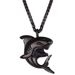 U7 Shark/Fish/Dolphin Pendant Animal Jewelry Men Boys Necklace with Stainless Steel/Gold/Black Gun Plated/925 Sterling Silver Chain