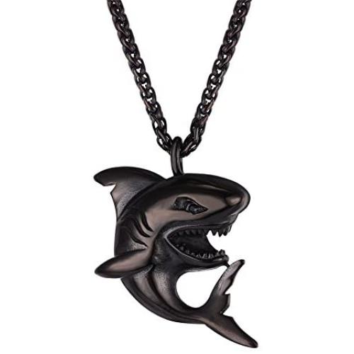U7 Shark/Fish/Dolphin Pendant Animal Jewelry Men Boys Necklace with Stainless Steel/Gold/Black Gun Plated/925 Sterling Silver Chain