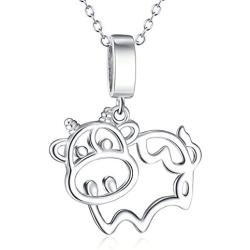 S925 Sterling Silver Jewelry Animal in Heart Pendant Necklace 18 inches
