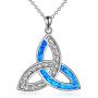 POPLYKE Celtic Knot Necklace for Women Sterling Silver Created Blue Opal Pendant Irish Infinity Love Jewelry Gifts for Girls