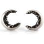 LAONATO Crescent Moon and Black CZ Earrings