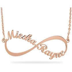 Joelle Jewelry Design Personalized Rose Gold Eternal Infinity Name Necklace Customized Made Name Pendant Necklace