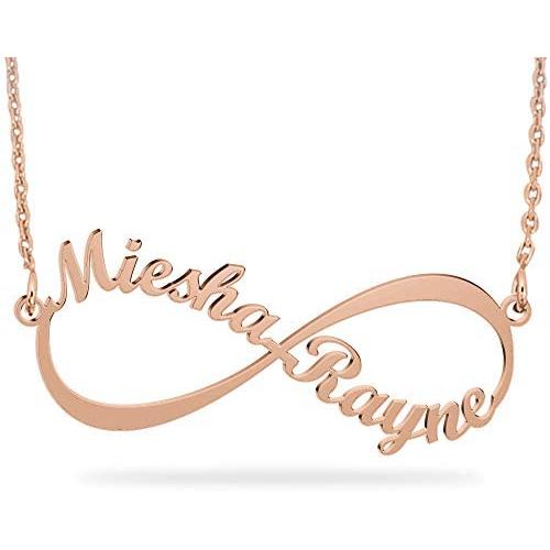 Joelle Jewelry Design Personalized Rose Gold Eternal Infinity Name Necklace Customized Made Name Pendant Necklace