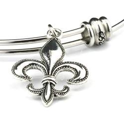 Fleur de Lis Bracelet | Fleur de Lis Jewelry Bangle Stainless Steel Hypoallergenic Fleurdelis Jewelry for Women and Men Unusual Jewelry for Women and Men with one of The Nicest Fleur de Lis Charms