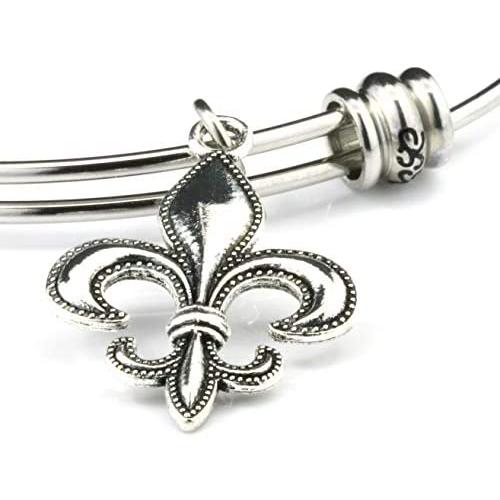 Fleur de Lis Bracelet | Fleur de Lis Jewelry Bangle Stainless Steel Hypoallergenic Fleurdelis Jewelry for Women and Men Unusual Jewelry for Women and Men with one of The Nicest Fleur de Lis Charms