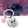 FAADBUK Funny Stitch Keychain Stitch Inspired Gifts Stitch is My Spirit Animal Jewelry Ohana Keychain Hibiscus Flower Charm Jewelry