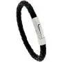 Sabrina Silver Stainless Steel Leather Bracelet Black for Men & Women 5/16 inch Wide, Sizes 6.5-8 inch Sabrina Silver Stainless Steel Leather Bracelet Black for Men & Women 5/16 inch Wide, Sizes 6.5-8 inch