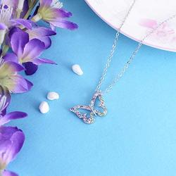 Kiokioa Charm Butterfly Multi-Color Crystal Chain Pendant Necklace Fashion Gift for Teen Girls