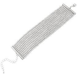 Rosemarie Collections Womens Exquisite 11 Strand Rhinestone Crystal Statement Formal Wear Bracelet, 6''+2.5'' Extender