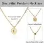 Initial Pendant Necklace, 14K Gold Filled Dainty Round Disc Double Side Engraved Hammered Initial Necklace Personalized Letter Pendant Initial Necklaces Jewelry Gifts for Women Girls