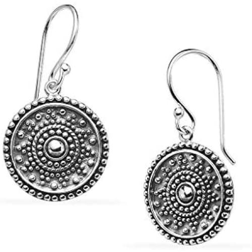Silverline Jewelry - 925 Sterling Silver Delicate Dangle Hook Earrings, Filigree Peace Love/Evil Eye/Dream Catcher/Yin and Yang Wave Symbol Earrings